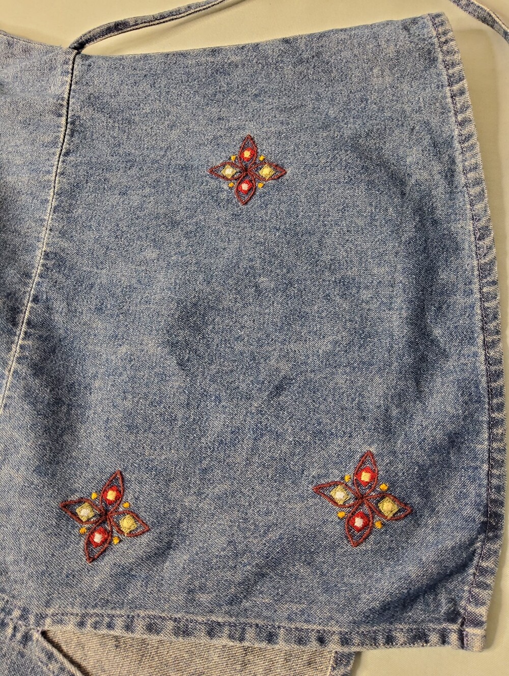 Carolina Blues Embroidered Denim Tank Top - Blue with Multicolor Floral Trim - Picture 8 of 11